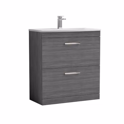 Balterley Floor Standing Bathroom Vanity Unit with Basin and 2 Soft Close Drawers, Anthracite, W: 81.0 cm, D: 39.0 cm, H: 89.5 cm