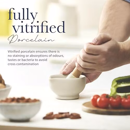 Milton Brook White Vitrified Porcelain Mortar and Pestle Set, 10 cm Diameter – 7