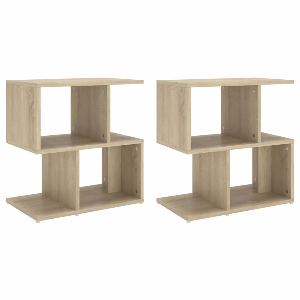 Berkfield Home Set of 2 Sonoma Oak Bedside Cabinets in Brown, W: 50 cm, D: 30 cm, H: 51.5 cm – 2