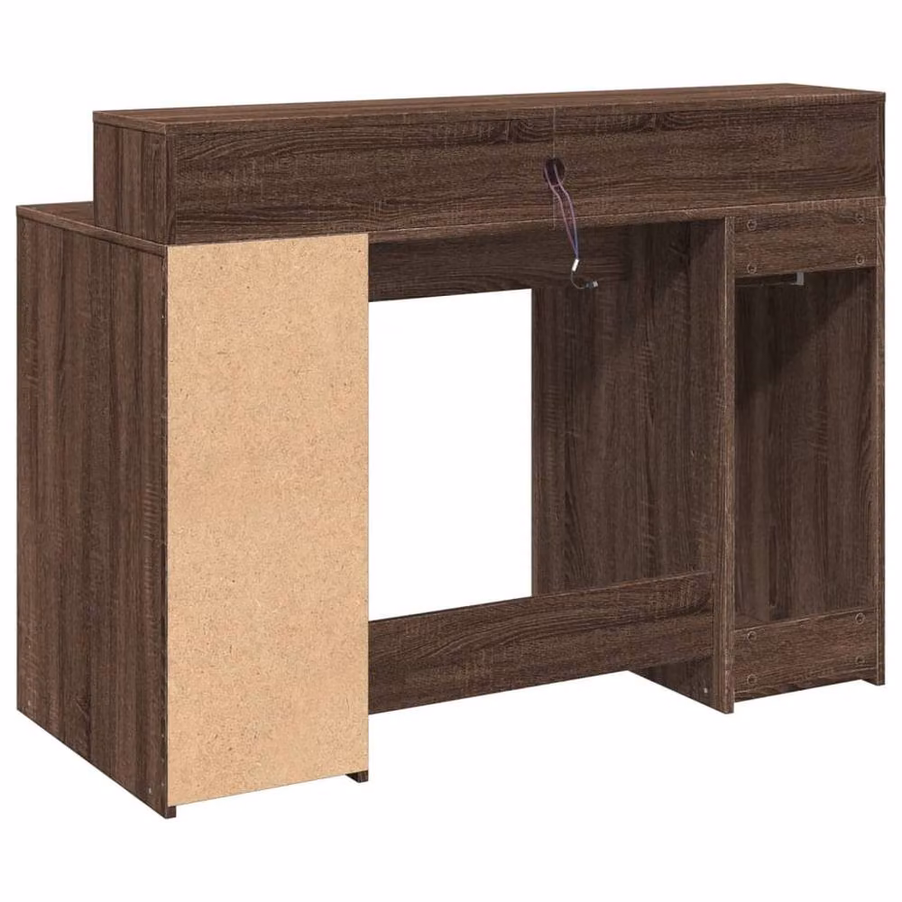 Berkfield Home Modern Gaming Desk with LED Lights in Brown Oak, W/D/H: 120 x 55 x 91 cm – 6