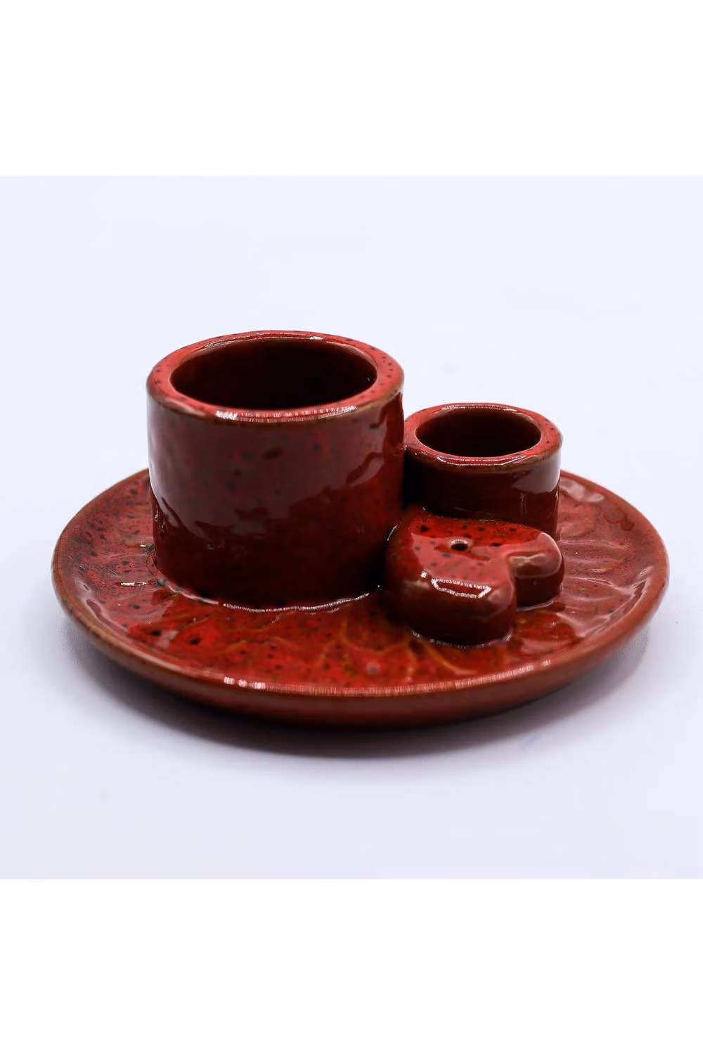 KDMD Mandala Palo Santo Stick and Smudge Holder, Red Ceramic with Heart Gloss Geometric Design – 2