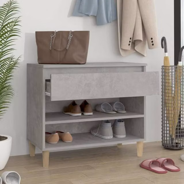 Berkfield Home Shoe Cabinet in Concrete Grey, W/D/H: 70 x 36 x 60 cm – 1