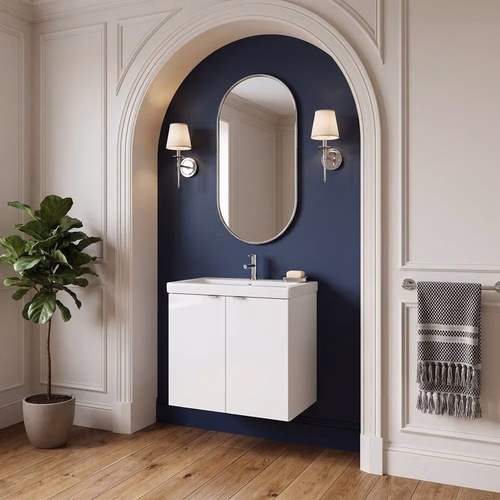 Balterley Alrewas 2 Door Wall Hung Vanity Basin Unit, Gloss White, W: 60 cm, D: 57.9 cm, H: 60 cm – 3