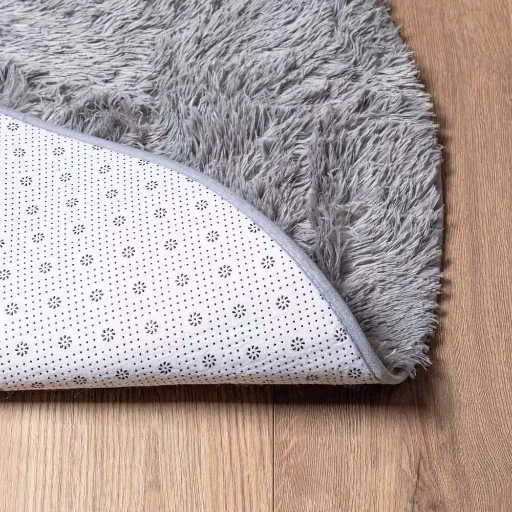 Berkfield Home NAVARRA Shaggy High Pile Round Rug, Light Grey, Diameter: 200 cm – 3