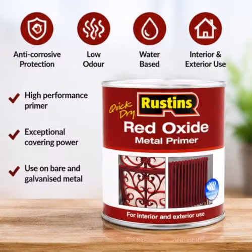 Rustins Quick Drying Red Oxide Metal Primer 500ml – 6