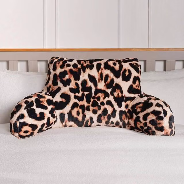 PAWNORA Leopard Print Wedge Reading Pillow in Brown and Multicolour