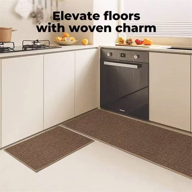 Kelvenix Woven Brown 2 Piece Non-slip Kitchen Mat Runner Set, Diameter: 100 cm – 1