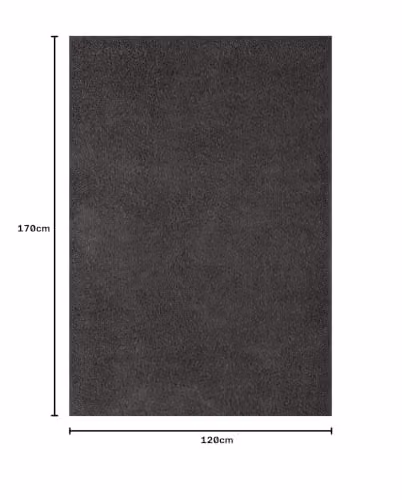 THE RUGS Grey Plain Shaggy High Pile Rectangular Rug, W/D/H: 120 x 170 x 3 cm – 2