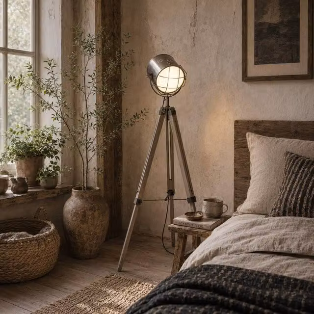 Wyld Haus Lesado Zine Grey Adjustable Tripod Floor Lamp with Spotlight Head, Height: 155 cm – 1