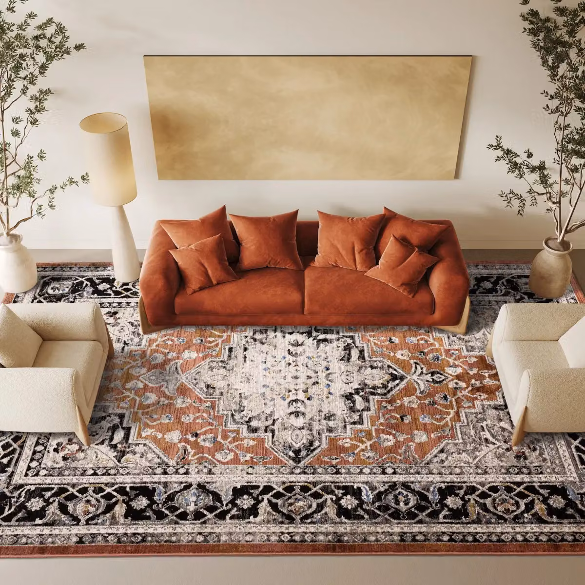 The Rug Shop UK Orange Traditional Machine Woven Border Rug, W: 240 cm, D: 330 cm – 2