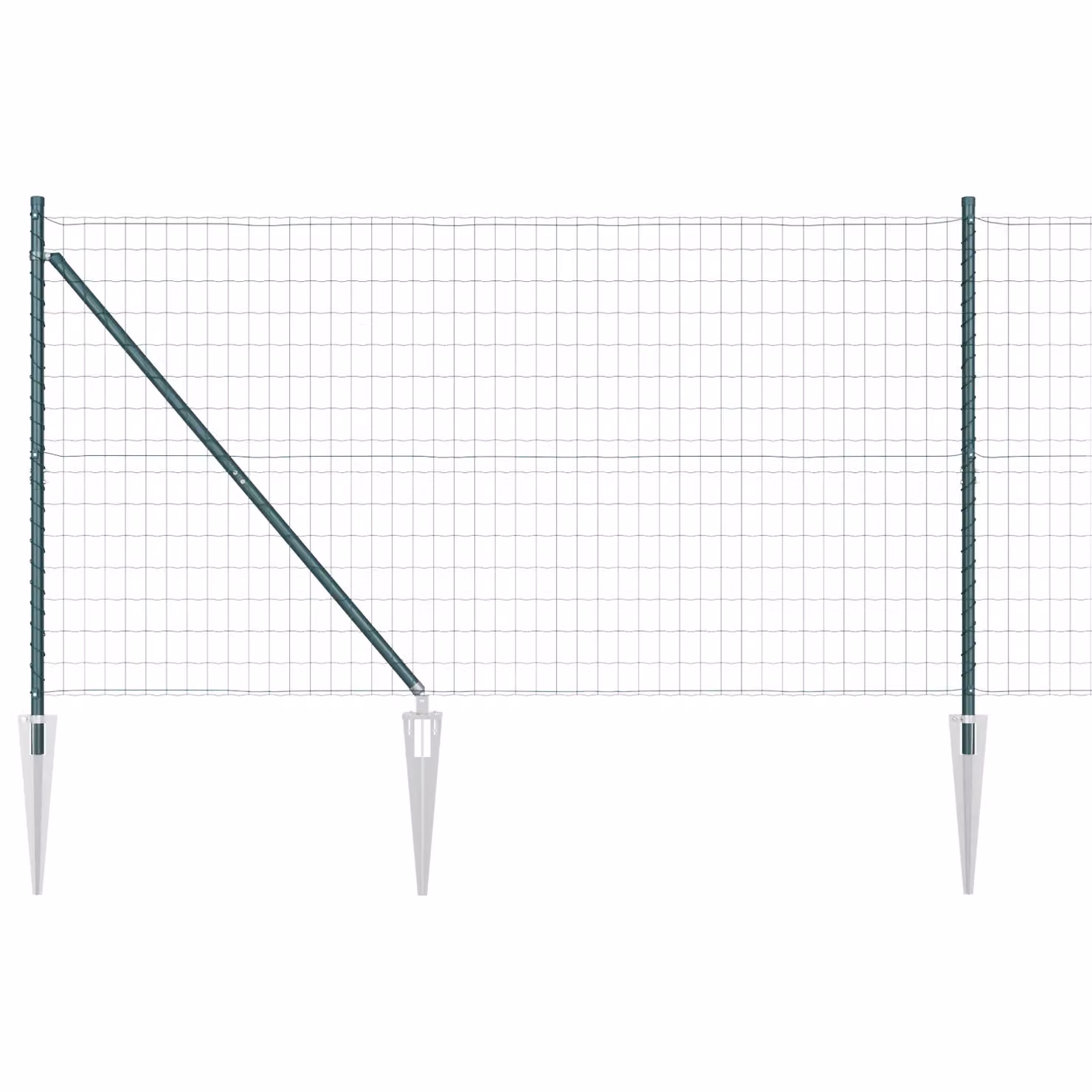 Berkfield Home Euro Fence with 7 Spike Posts, Galvanised Steel, Green and Silver, W: 10 m, H: 1.2 m – 2