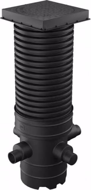 Turtle Enviro Catchpit Chamber Set in Black, Diameter: 45 cm, Height: 149.5 cm, for 110 mm and 160 mm Pipes with 110 mm and 160 mm Inlets