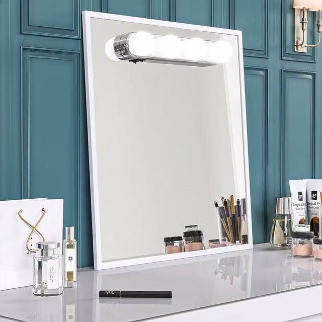 Livingandhome Hollywood Makeup Mirror with Lights in White