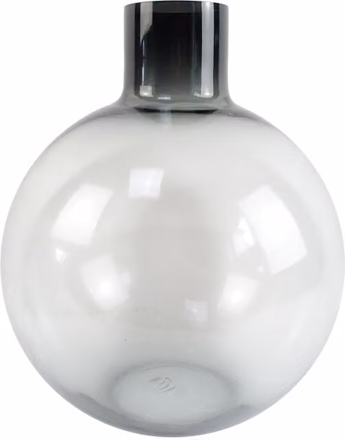 Leaf Minimalist Round Glass Bottle Vase in Grey Smoke