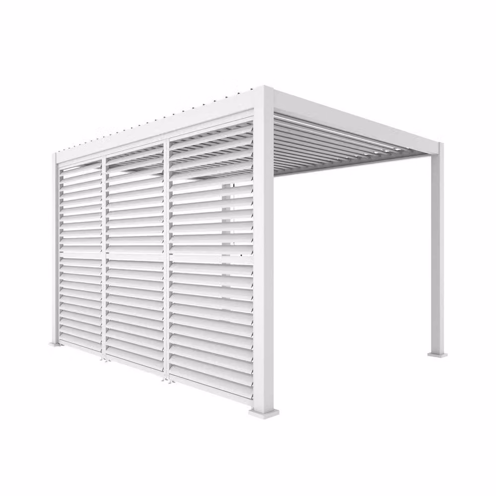 Sweekeewhite Aluminium Louvered Pergola with 3 Adjustable Slat Louvres, W: 400 cm, D: 300 cm, H: 250 cm – 2