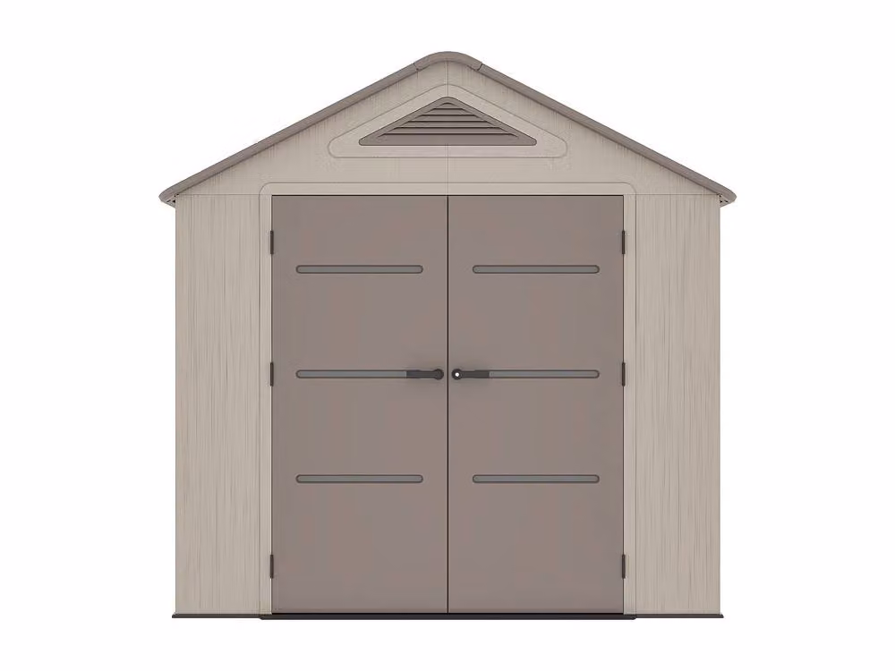 Vente-unique Beige and Brown Resin Garden Shed with Floor and 22 mm Thickness, 4.5 m² – 2