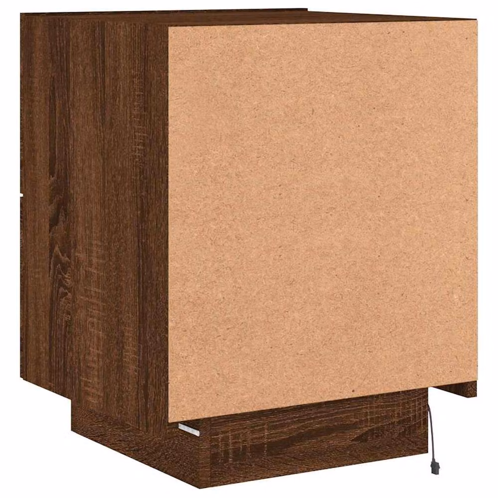 Berkfield Home Modern Bedside Cabinet in Brown Oak with Integrated LED Lighting – 5