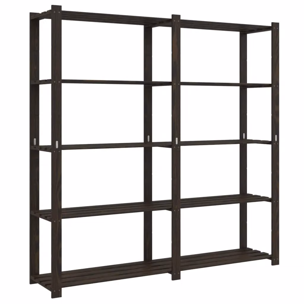 Berkfield Home 5-Tier Solid Wood Pine Storage Rack in Black, H 170 x W 170 x D 38 cm – 2