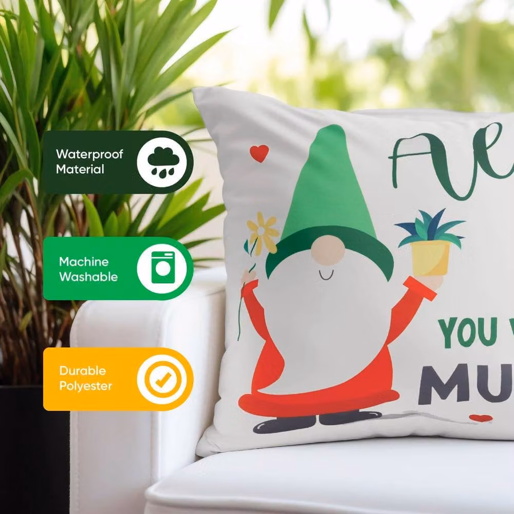 Gardenwize Pack of 2 Gonk Design Outdoor Scatter Cushions, Multicolour and White, Square with Removable Washable Covers – 4