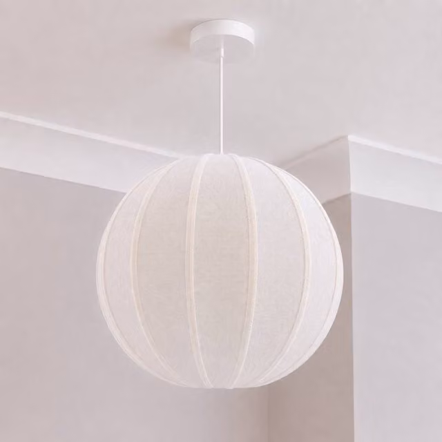 CGC Lighting Anica White Round Globe Fabric Lampshade