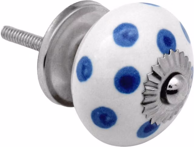 Nicola Spring Pack of 12 Blue and White Ceramic Cabinet Knobs with Threaded Stem