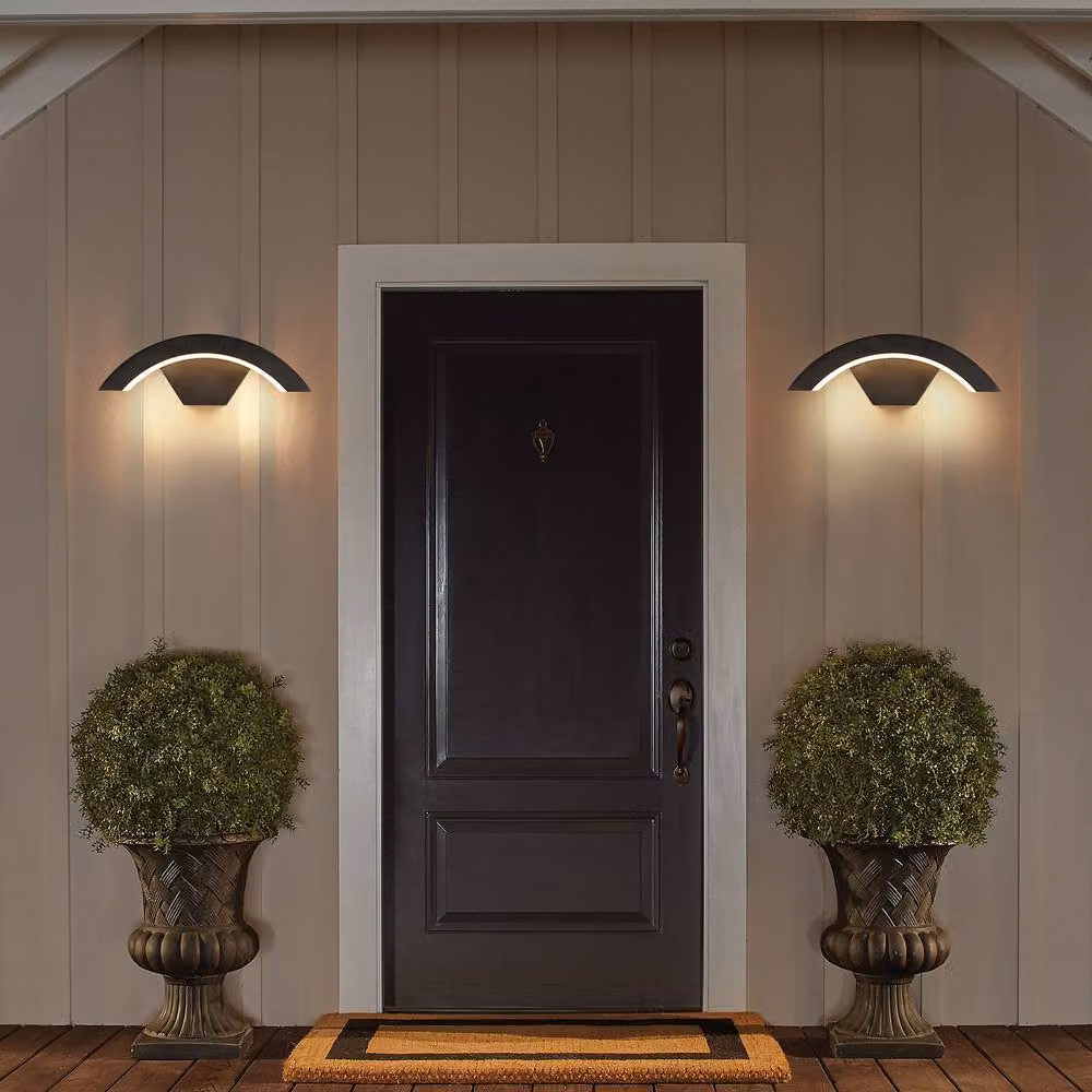 Pheashine U-Shaped LED Outdoor Wall Light, 24W Warm White, Black Aluminium Waterproof Up and Down Light – 6
