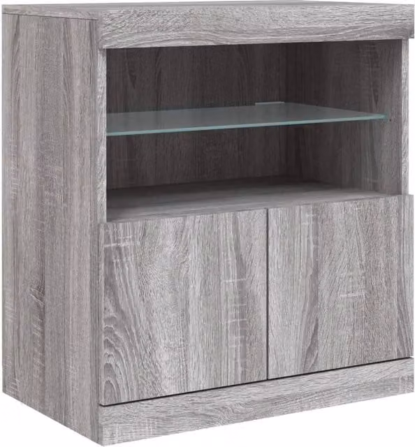 Berkfield Home Modern Grey Sideboard with Integrated LED Lights W: 60 cm, D: 37 cm, H: 67 cm