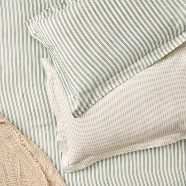 Make It A Home Hebden Melange Stripe Cotton Pillowcase Pair in Green
