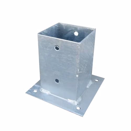 Primrose Zinc Plated Bolt Down Square Fence Post Holder Kit in Silver, 60cm Underground Stake Set – 1