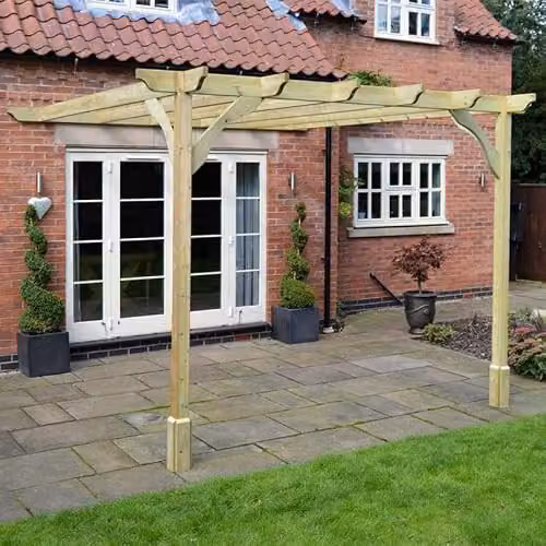 Buttercup Farm Wall Mounted Premium Wood Pergola in Light Green, W: 300 cm, D: 180 cm, H: 270 cm – 2