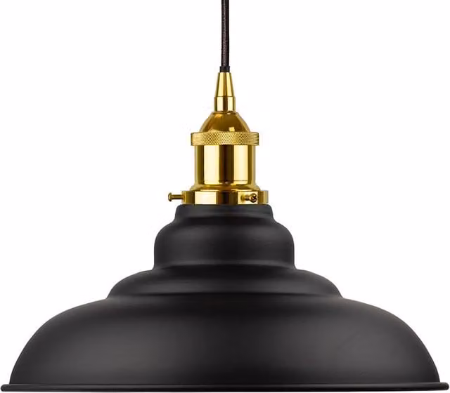 SE Home St Edmund's Round Pendant Light in Matt Black and Gold