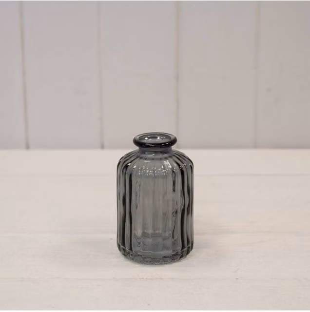KDMD Traditional Cool Grey Ribbed Glass Bottle