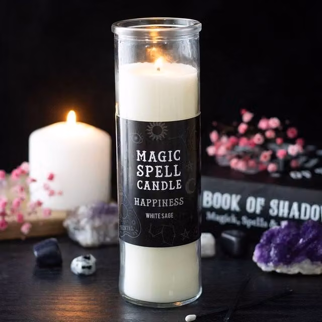 Uniqueful White Sage Magic Spell Tube Pillar Candle, White