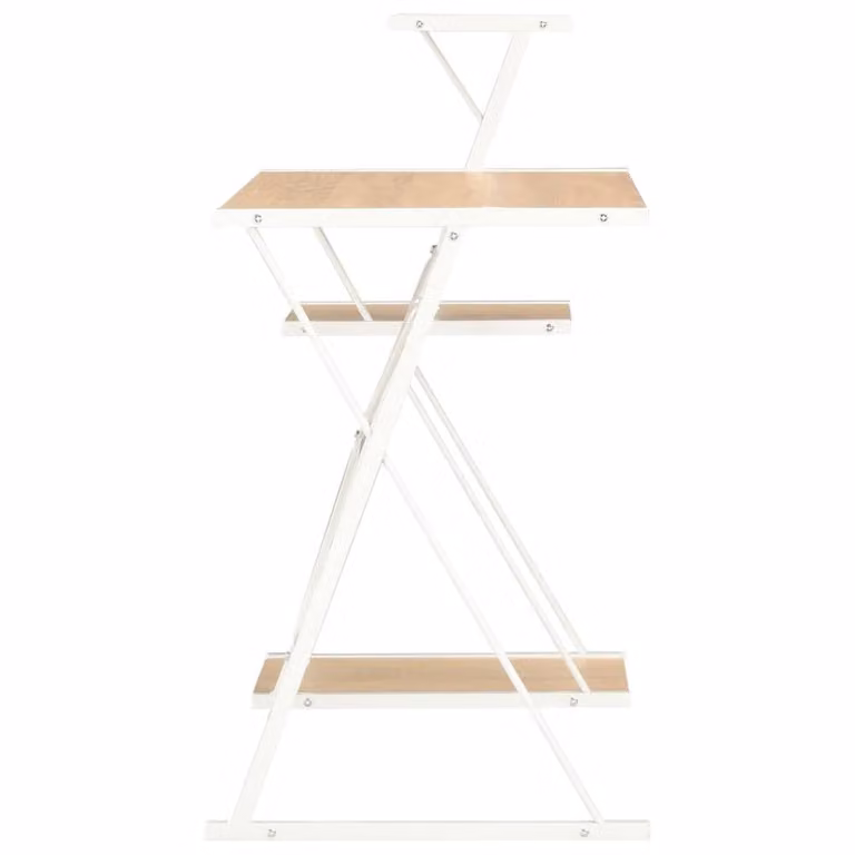 Berkfield Home Modern Writing Desk in White and Oak, W/D/H: 116 x 50 x 93 cm