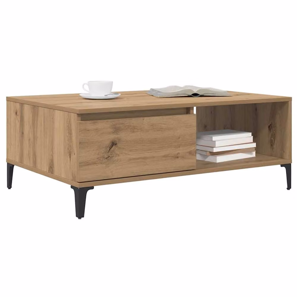 Berkfield Home Artisan Oak Coffee Table in Brown, W/D/H: 90 x 60 x 35 cm – 3