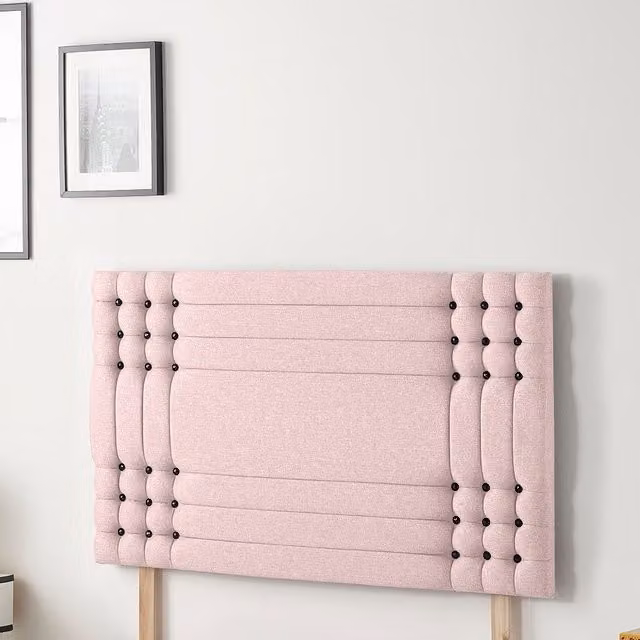 Somnior Beds Ltd Saville Pink Plush Velvet Upholstered Single Divan Headboard
