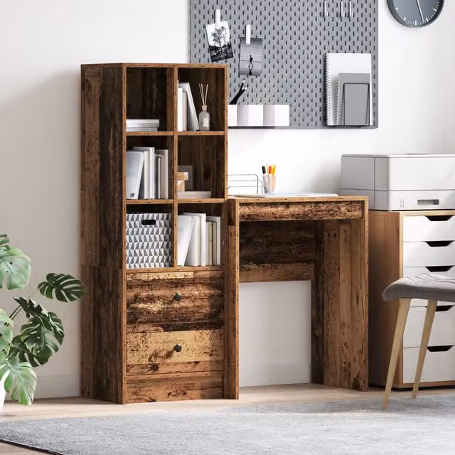 Berkfield Home Rustic Writing Desk in Yellow and Brown Engineered Wood