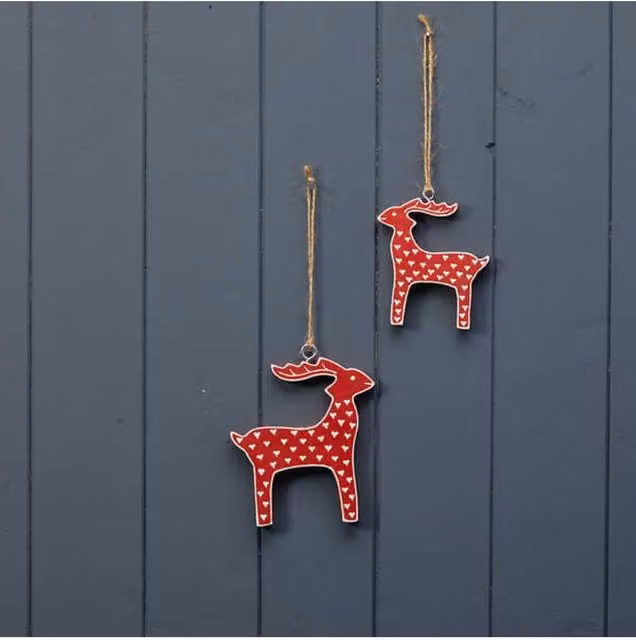KDMD Hanging Red Reindeer Christmas Figure with White Dotted Textile Detail – 1