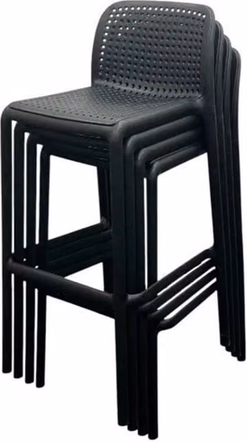 SPETLEK Black Stacking Bar Stools, Pack of 4, Matt Finish