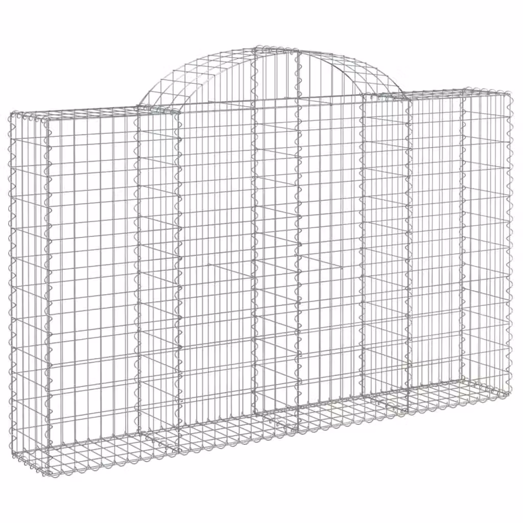 Berkfield Home Arched Gabion Basket in Silver Galvanised Steel, W: 200 cm, D: 30 cm, H: 120/140 cm – 2