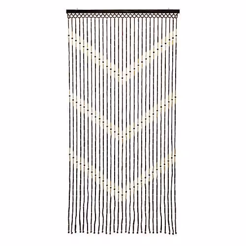 JVL Provence Hanging Wooden Beaded Chevron Door Curtain in Multicolour, W: 90 cm, H: 180 cm