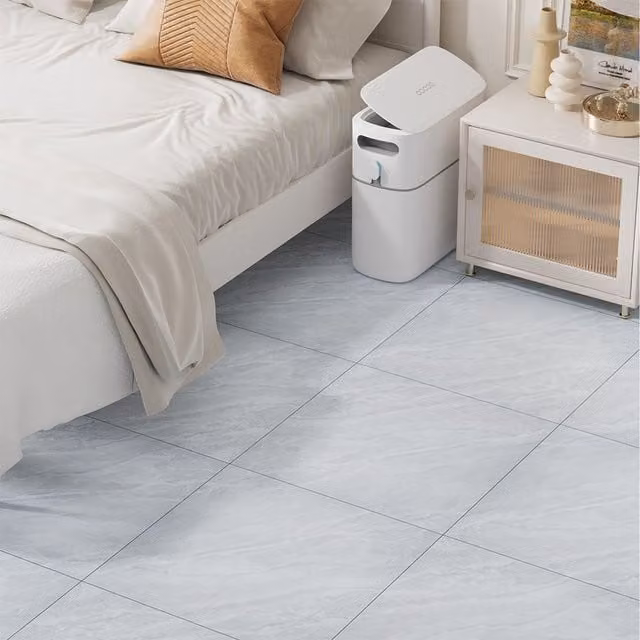 Livingandhome Self Adhesive Stone Look PVC Flooring, Marbled Grey, 14 Pieces, W/D: 60 x 60 cm
