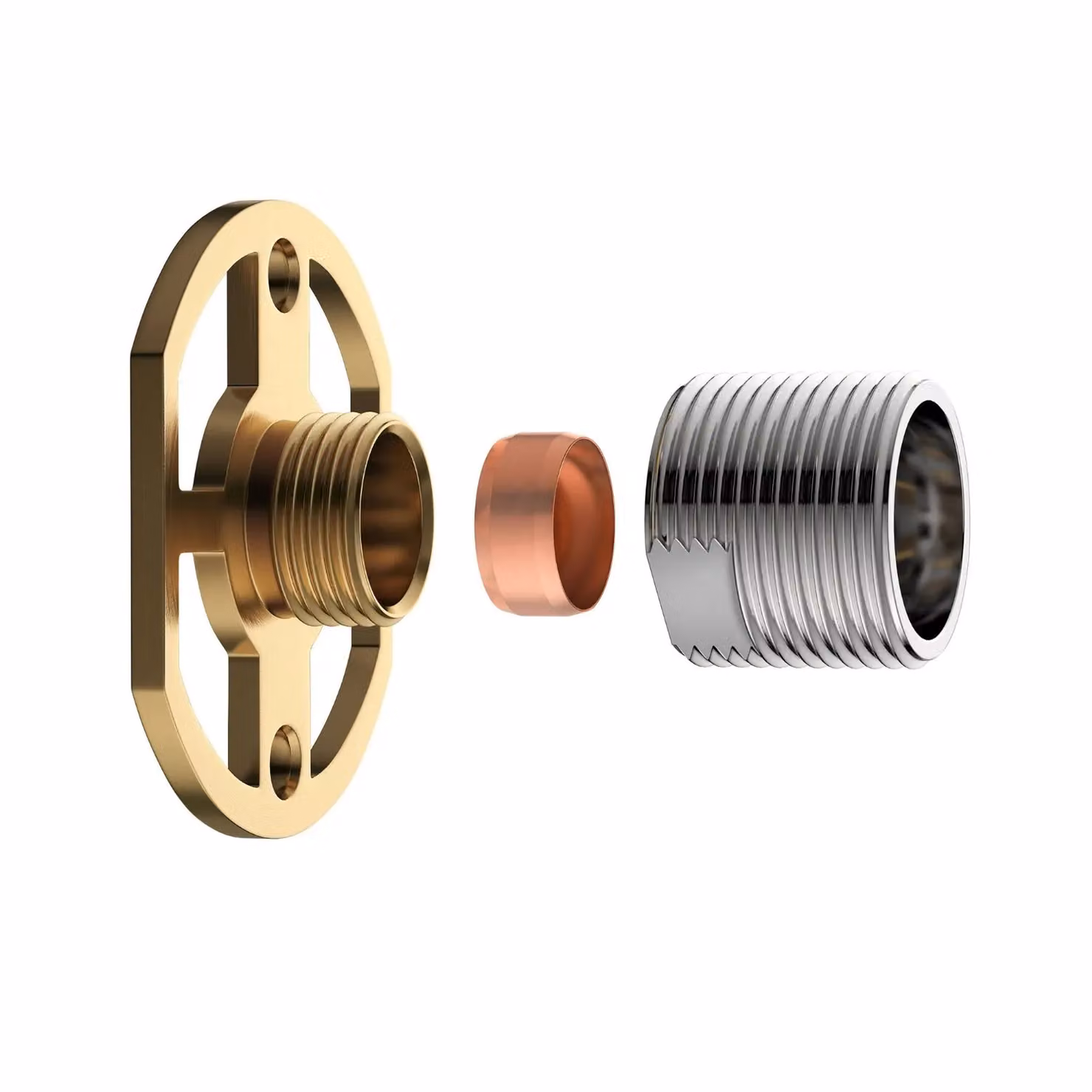 Nes Home Pair of BSP Wall Mounting Bar Valve Fixing Brackets for Bar Shower in Gold