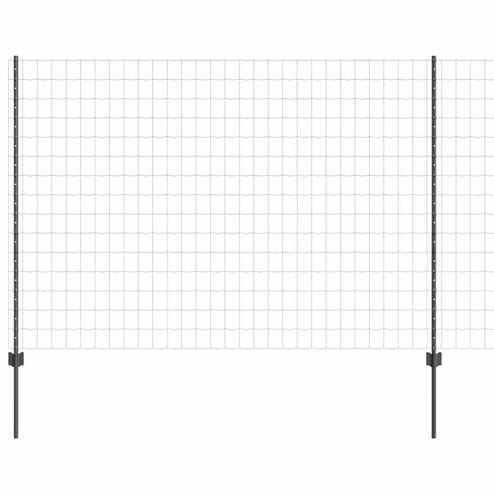 Berkfield Home Modern Euro Fence with 10 U Posts in Grey Steel, W: 10 m, H: 1.6 m – 2