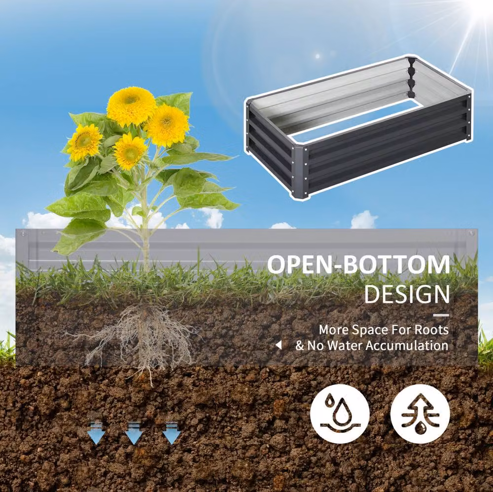 STILVORA Raised Garden Bed in Grey Steel, W/D/H: 120 x 60 x 30.5 cm – 3