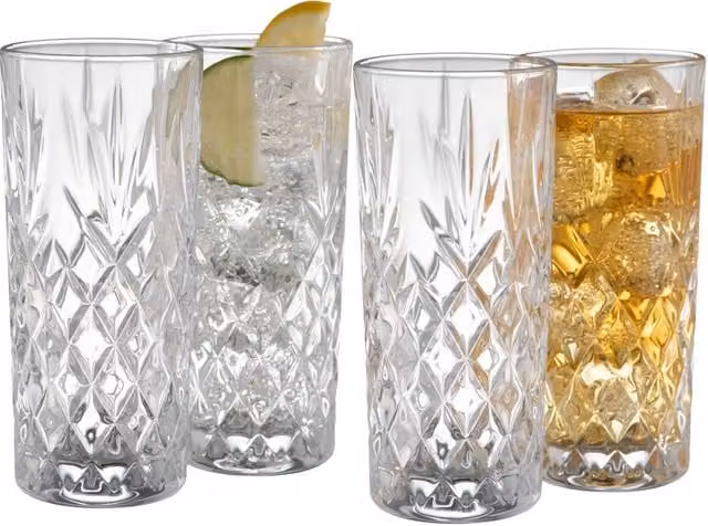 Galway Crystal Renmore Set of 4 Transparent Geometric Hi-ball Tumblers