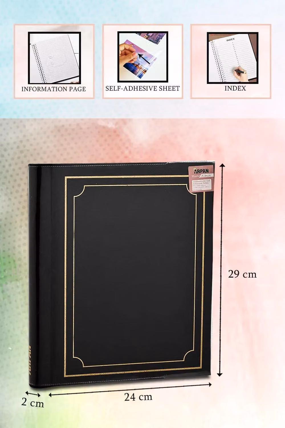 Arpan Deluxe 3 Self Adhesive Large Photo Albums, 60 Pages/120 Sides, Black, Blue and Red – 2