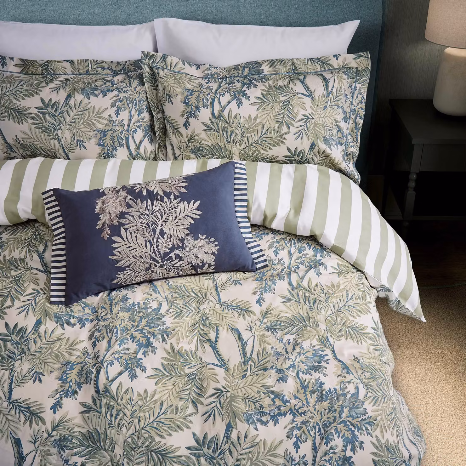 Sanderson Tapestry Tree Blue Cotton Floral Rectangular Cushion W: 60 cm, H: 40 cm – 2