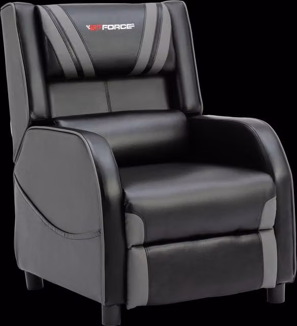 GTForce Ranger S Faux Leather Recliner Gaming Chair in Grey and Black – 1