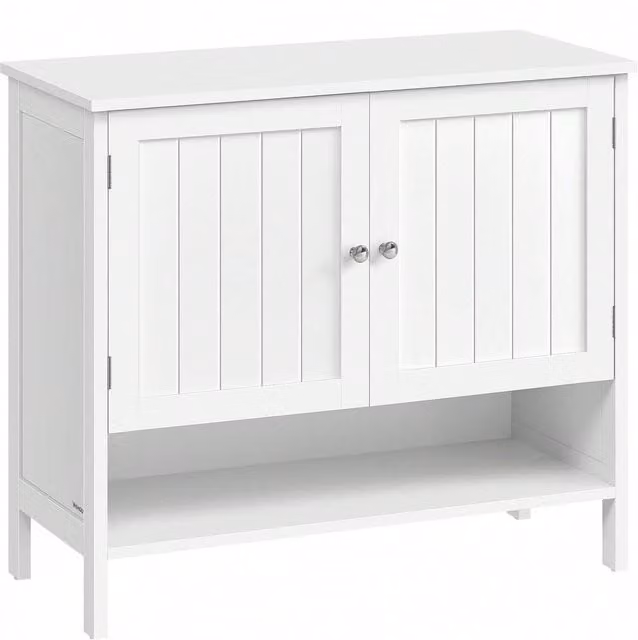 VASAGLE Freestanding 3-Tier Shoe Storage Cabinet with Hinged Doors and Open Shelf in White and Green